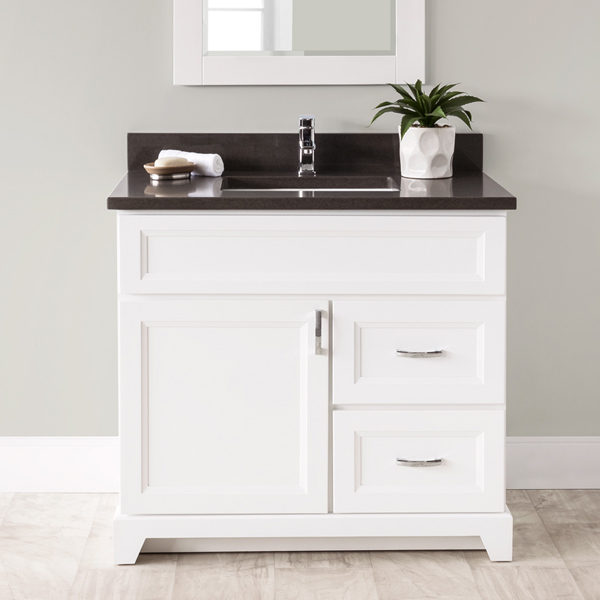 22 Vanity With Granite Quartz Counter Top, 36 X 22 White Bathroom Vanity