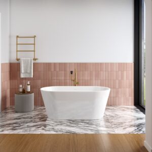 Chorale 60 x 30 Acrylic Freestanding Center Drain Bathtub in White with White Skirt