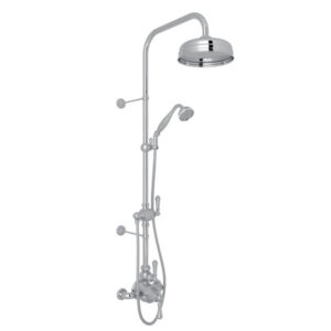Rohl Perrin and Rowe 1.8 GPM Shower System with Thermostatic Valve Trim, Single Function Shower Head with 3 Metal Lever Handles