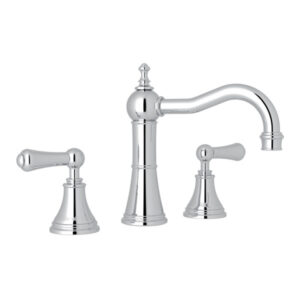 Georgian Era Column Spout Widespread Faucet - Polished Nickel With Metal Lever Handle | Model Number: U.3723LS-PN-2